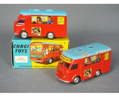 Corgi Toys -  A boxed Corgi Toys #426 Chipperfields Circus Mobile Booking Office. The model with red body, blue roof, and spu