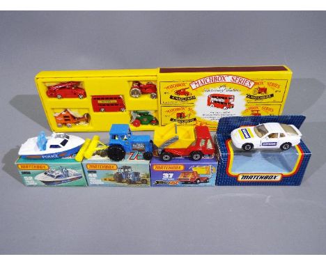 Matchbox - A collection of 5 x boxed models including 40th anniversary set of 5 x cars, # MB-59 Porsche 944 in Duckhams liver