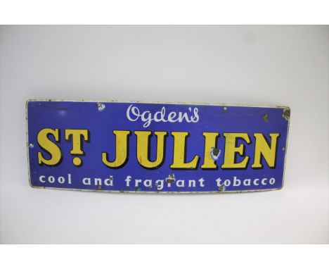 ST JULIEN ENAMEL SIGN a Ogdens St Julien cool and fragrant tobacco enamel sign. 74cms by 25cms