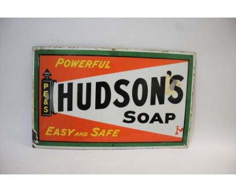 HUDSON'S SOAP ENAMEL SIGN an enamel sign for Powerful Hudson's Soap, Easy and Safe. 66cms by 41cms