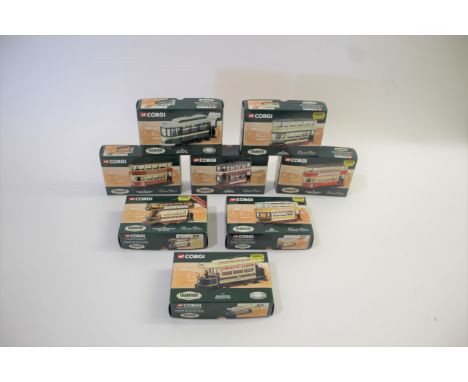 CORGI BOXED MODELS - TRAMWAY CLASSICS 8 boxed models including 36902 Darlington, 36707 Leeds, 36604 Croydon, 36706 Sheffield,
