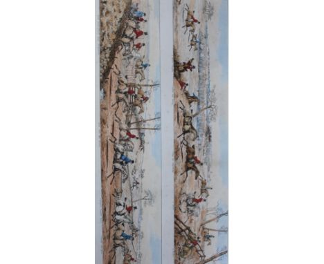 AFTER SIR JOHN DEAN PAUL HUNTING SCENES Six `strip` subjects on three sheets, etchings by H. Alken, with hand colouring Each 