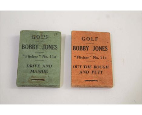 BOBBY JONES GOLF FLICKER BOOKS 2 vintage flicker books, Bobby Jones Flicker No 11c (Out the rough and putt), and No 11a (Driv