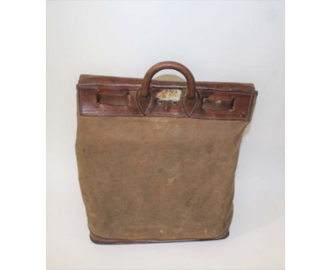 VINTAGE LOUIS VUITTON STEAMER BAG a vintage canvas and leather bag, with a leather carrying handle and leather strap. Stamped