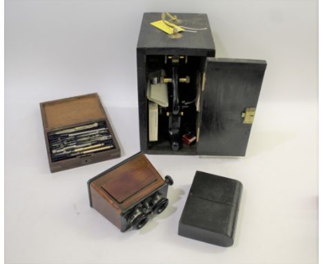CASED MICROSCOPE - W WATSON a cased brass and metal monocular microscope, the W Watson Kima microscope. In a fitted case and 