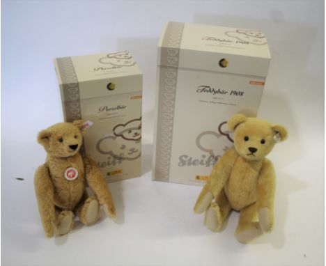 TWO STEIFF TEDDY BEARS - BOXED including a Teddybar 1908 (35cms high), No 1460 of 3000 made and with it's box (no certificate