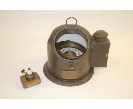 SHIPS GIMBEL COMPASS - LIFEBOAT a gimbel compass made by Bergen Nautik (Norway), in a fitted metal case. With a plaque for Li