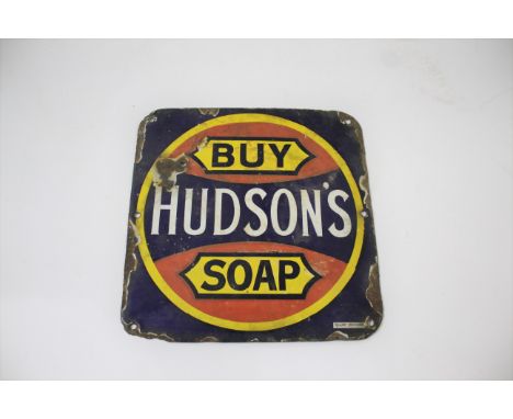 HUDSON'S SOAP ENAMEL SIGN a small enamel sign for Buy Hudson's Soap, 27cms square.