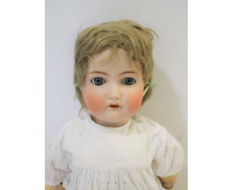 SIMON &amp; HALBIG DOLL a Simon &amp; Halbig doll for Kammer &amp; Reinhardt, the large doll with weighted blue eyes and open