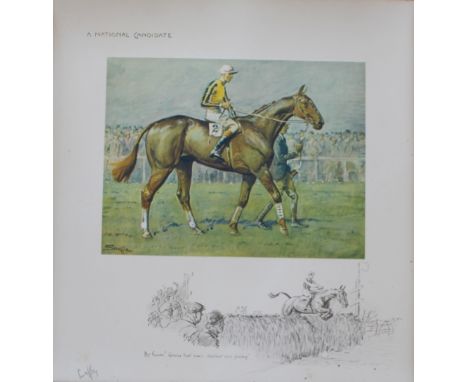 •AFTER SNAFFLES A NATIONAL CANDIDATE Colour print, finished by hand, laid down onto support sheet with printed remarque, with