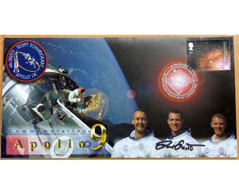 Apollo 9 moonwalker Dave Scott signed Space cover NASA Astronaut. 2002 postmarked cover. superb illustration on front of scen