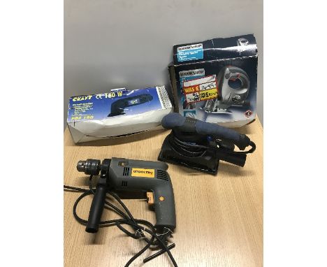 1 BOX OF POWER TOOLS INCLUDING JIGSAW