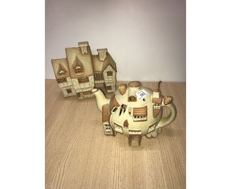 TEAPOT & HOUSE LAMPS BY SHELF POTTERY