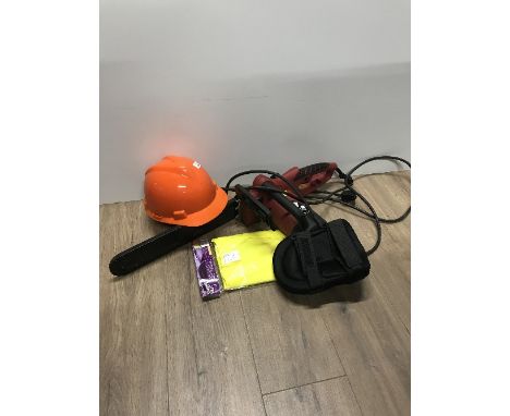 ELECTRICAL CHAINSAW, HELMET ETC