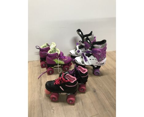 3 PAIRS ROLLER-SKATES
