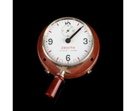 ZenithClock used for telephone call duration register (Ref. Nº 201). Winding mechanical movement with stoptime function. Stai
