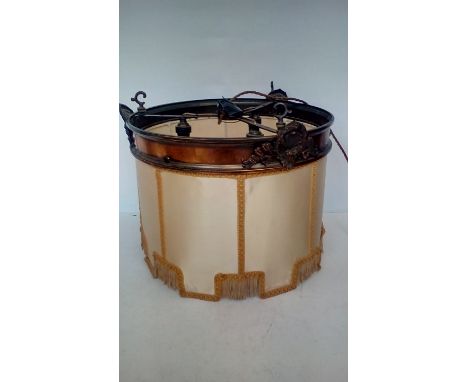 Large copper and castellated light shade, possibly from theatre/cinema   