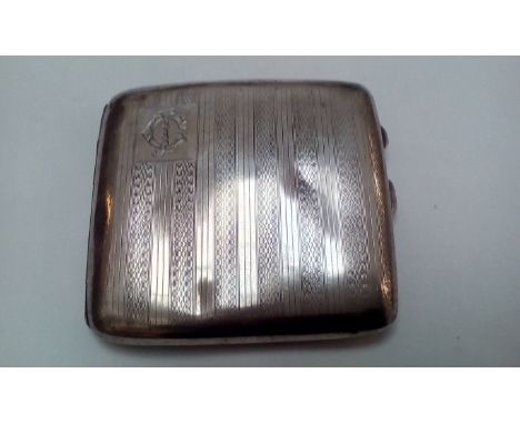 Silver engine turned cigarette case, Birmingham, 1948, Joseph Gloster Limited, weight 104 grams