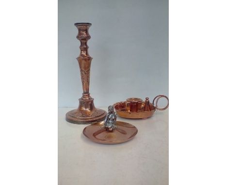 Copper candlestick, chamber stick, ashtray