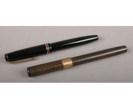 Two vintage fountain pens. Includes a Parker Victory fountain pen with 14ct gold nib, along with a Waterman's example with 9c