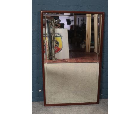 A Vintage Wooden framed bevelled mirror. (64cm x 104cm)  