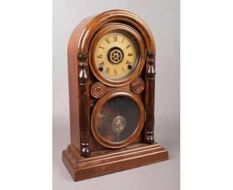 A mahogany Ingraham &amp; Co eight day mantel clock.  