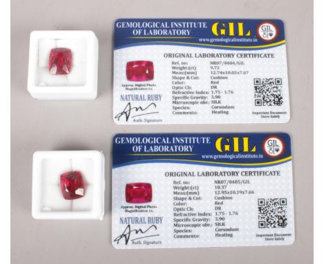 Two Large Natural Ruby style specimens. Cushion cut.  