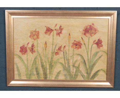 After Cheri Blum, gilt framed print depicting Poppies. (60cm x 90cm)  