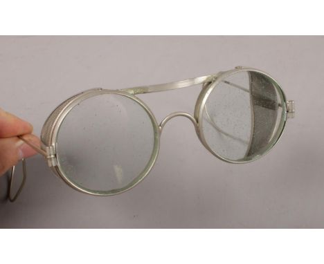 Vintage WWll safety glasses with mess side shields. BS 2092.  