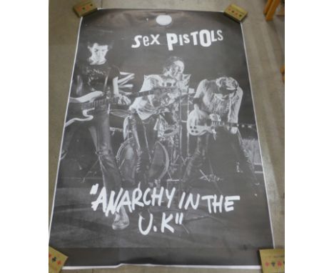 Large vintage subway poster of The Sex Pistols, Anarchy in the UK 