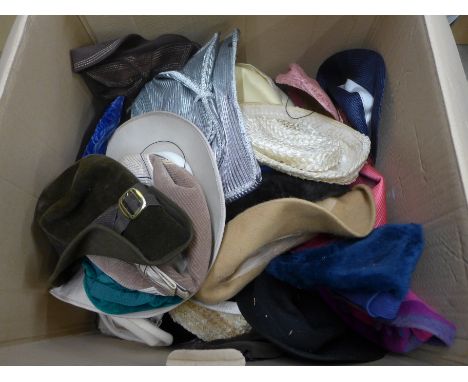 A large box of lady's vintage hats **PLEASE NOTE THIS LOT IS NOT ELIGIBLE FOR POSTING AND PACKING** 