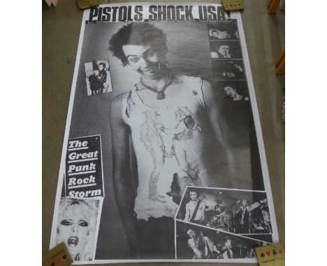 A large vintage subway poster of The Sex Pistols, Shock America 