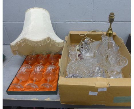 A collection of crystal and glassware including a table lamp base **PLEASE NOTE THIS LOT IS NOT ELIGIBLE FOR POSTING AND PACK