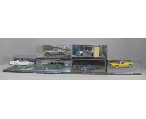 Six cased James Bond die-cast model vehicles 