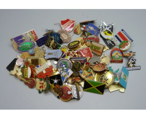 Assorted pin badges, stick pins, etc. 