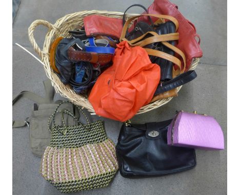 A collection of vintage and later handbags including leather **PLEASE NOTE THIS LOT IS NOT ELIGIBLE FOR POSTING AND PACKING**