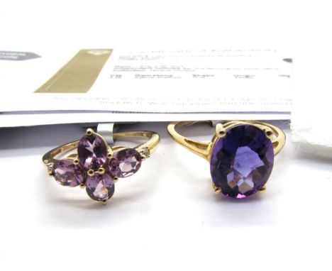 The Genuine Gemstone Company; A 9ct Gold Mahenge Spinel & White Zircon Ring, of floral design (finger size O); A 9ct Gold Kal