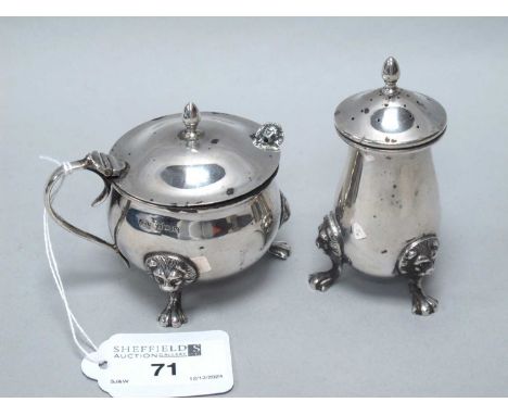 Walker &amp; Hall; A Hallmarked Silver Pepperette, Birmingham 1948, of gadrooned form with pull off lid, and raised on three 