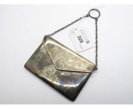 A Chester Hallmarked Silver Chatelaine Card Case, in the form of an envelope, of plain design, engraved "P.G.M.R. Gymnkhana 2