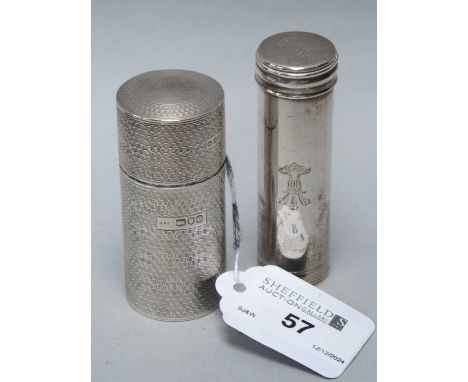 A Victorian Hallmarked Silver Shaving Stick, (makers mark rubbed), London 1900, of allover engine turned design, housing shav