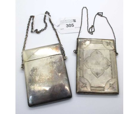 Idall &amp; Ballou; A Hinged Top Card Case, of plain design, personalised "August 25th 1905", on chain suspension, stamped "S