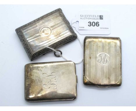 William Neale &amp; Sons; Three Hallmarked Silver Card Cases, to include Birmingham 1925, of allover engine turned design wit