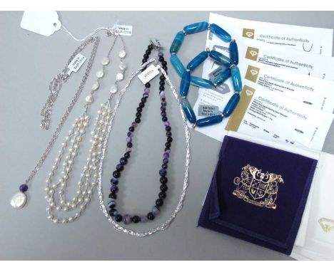 The Genuine Gemstone Company; A Collection of Modern Jewellery, to include freshwater cultured pearl and amethyst drop pendan