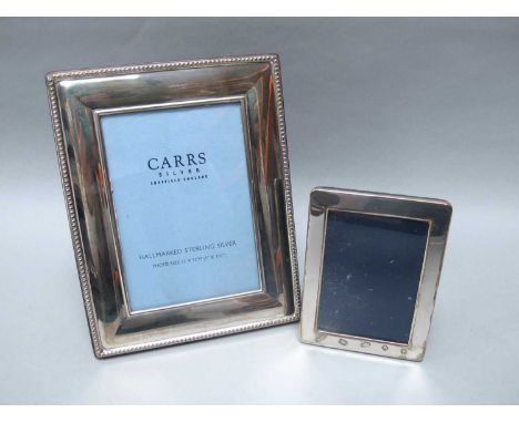 Carrs of Sheffield; A Hallmarked Silver Mounted Rectangular Photograph Frame, Sheffield 2004, with beaded border, overall hei