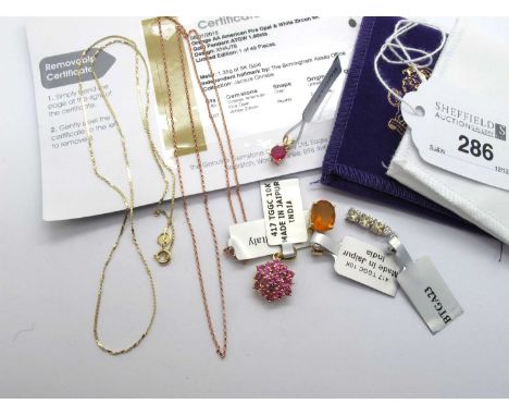 The Genuine Gemstone Company; A Collection of 9ct Gold Jewellery, to include white gold Ceylon Zircon & White Zricon graduate