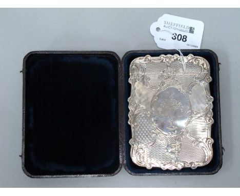 A Victorian Hallmarked Silver Card Case, T&amp;P, Birmingham 1844, of highly decorative alternate engine turned designs, each