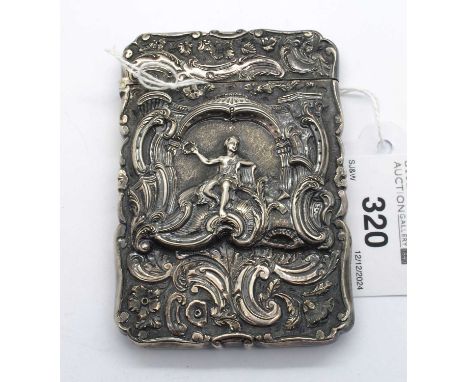 A Victorian Hallmarked Silver Highly Decorative Card Case, N.M, Birmingham 1846, of shaped rectangular form with scroll style