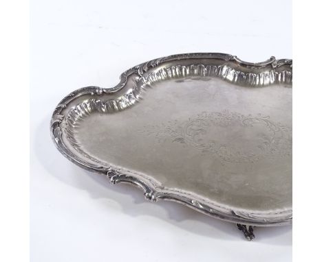 WMF electroplate tea tray, circa 1900, with cast-shaped surround, length 48cm 