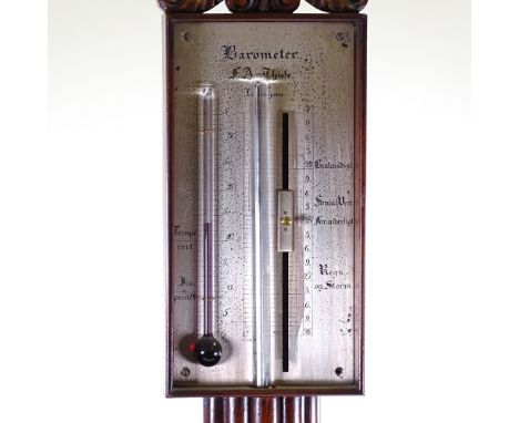 A carved and fluted mahogany-cased stick barometer, length 95cm 