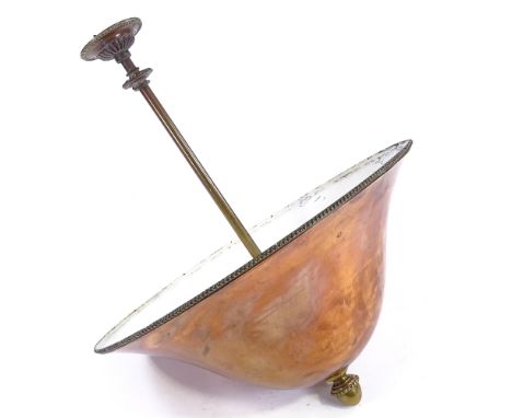 A large copper and brass-domed hanging light fitting from the Bath Club (the last gentlemen's club in London), diameter 55cm 